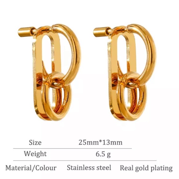 💛Gold plated screw buckle geometric earrings - Picture 3 of 7
